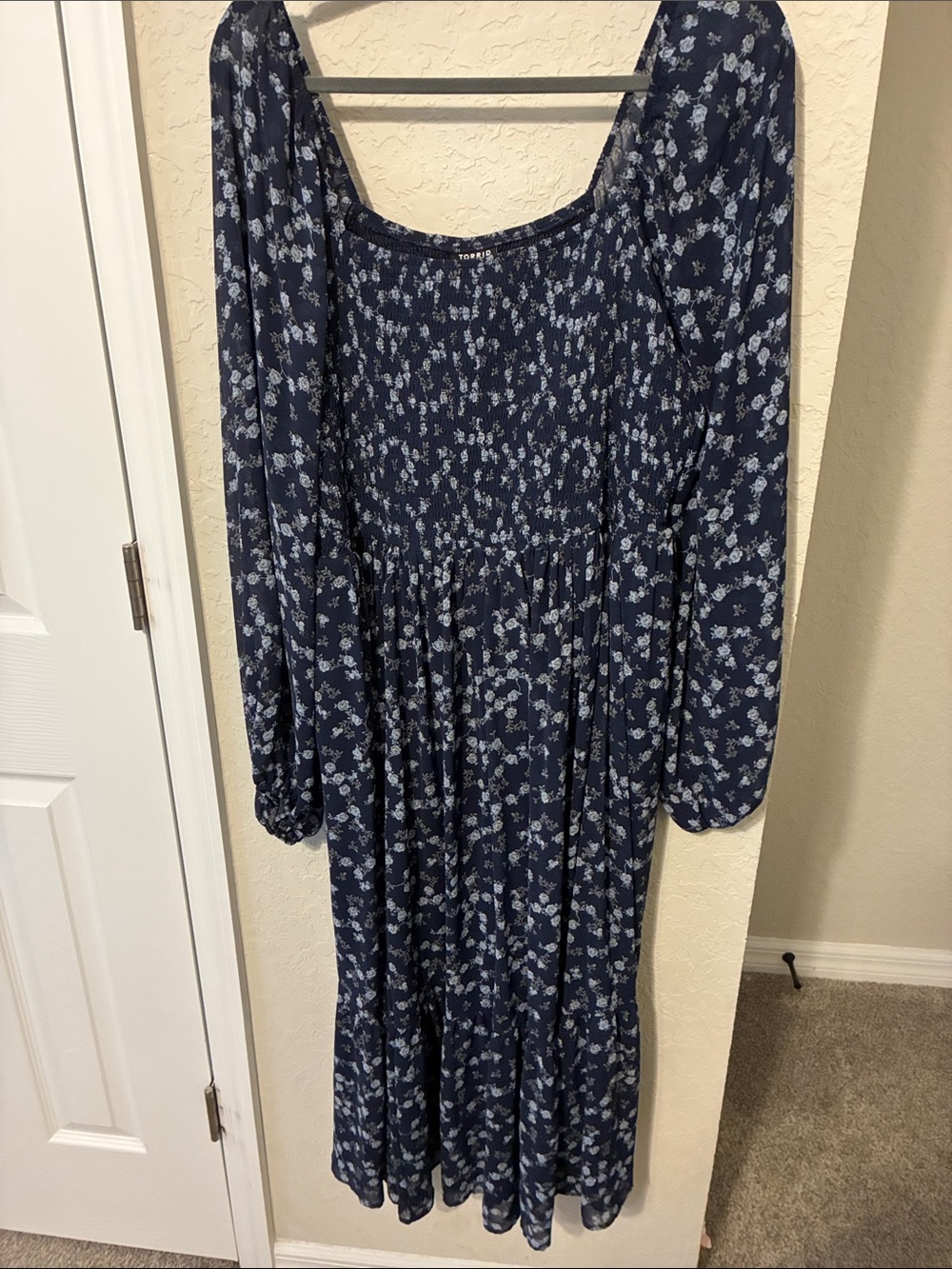 torrid Navy Blue Floral Smocked Maxi Dress